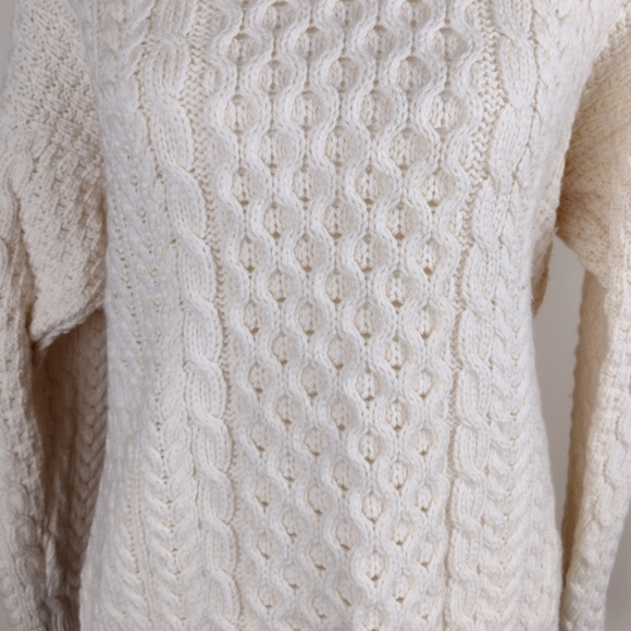 Carriage Donn Beige 100% Merino Wool Fisherman's Sweater Sz S - Picture 3 of 7